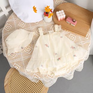 Newborn Baby Summer Sling Bodysuit Dress Romper Thin Hahnsuit Crawlsuit 100-Day Baby Outing Wear