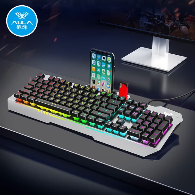 Wolf Spider F3010 mechanical wired keyboard with real mechanical feel metal panel backlight computer notebook universal