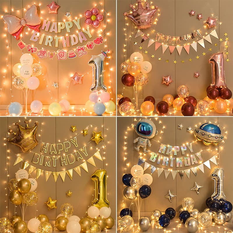 Baby First Birthday Balloon Decoration Set for Boys and Girls Party Decor Macaron Color Scene Balloon Background Wall