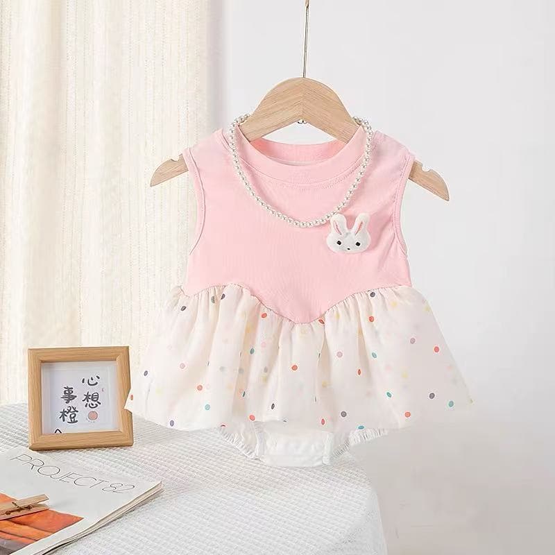 New Summer Baby Girl Sweet Outfit Infant Toddler Summer Super Cute Wide Shoulder Bodysuit Princess Cake Dress