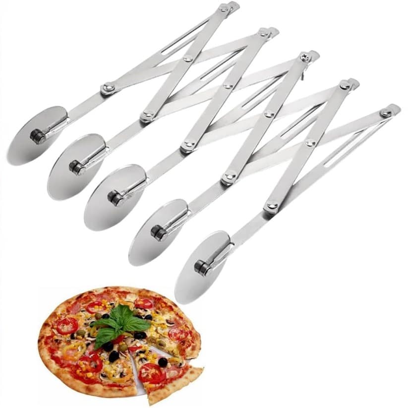 Retractable roller pizza cutter, stainless steel multi-wheel dough divider for pastries and fried dough sticks