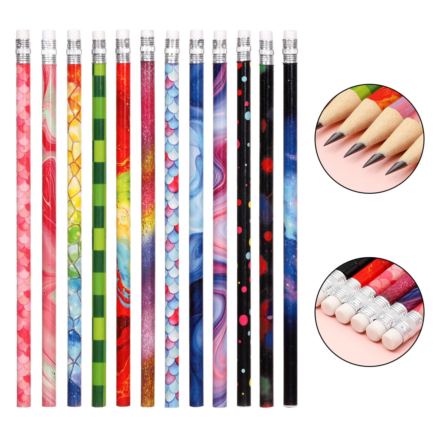 Colorful Printed Wooden Pencil HB Writing Pencil Small Gift Kindergarten Student Stationery Cartoon Pencil with Eraser