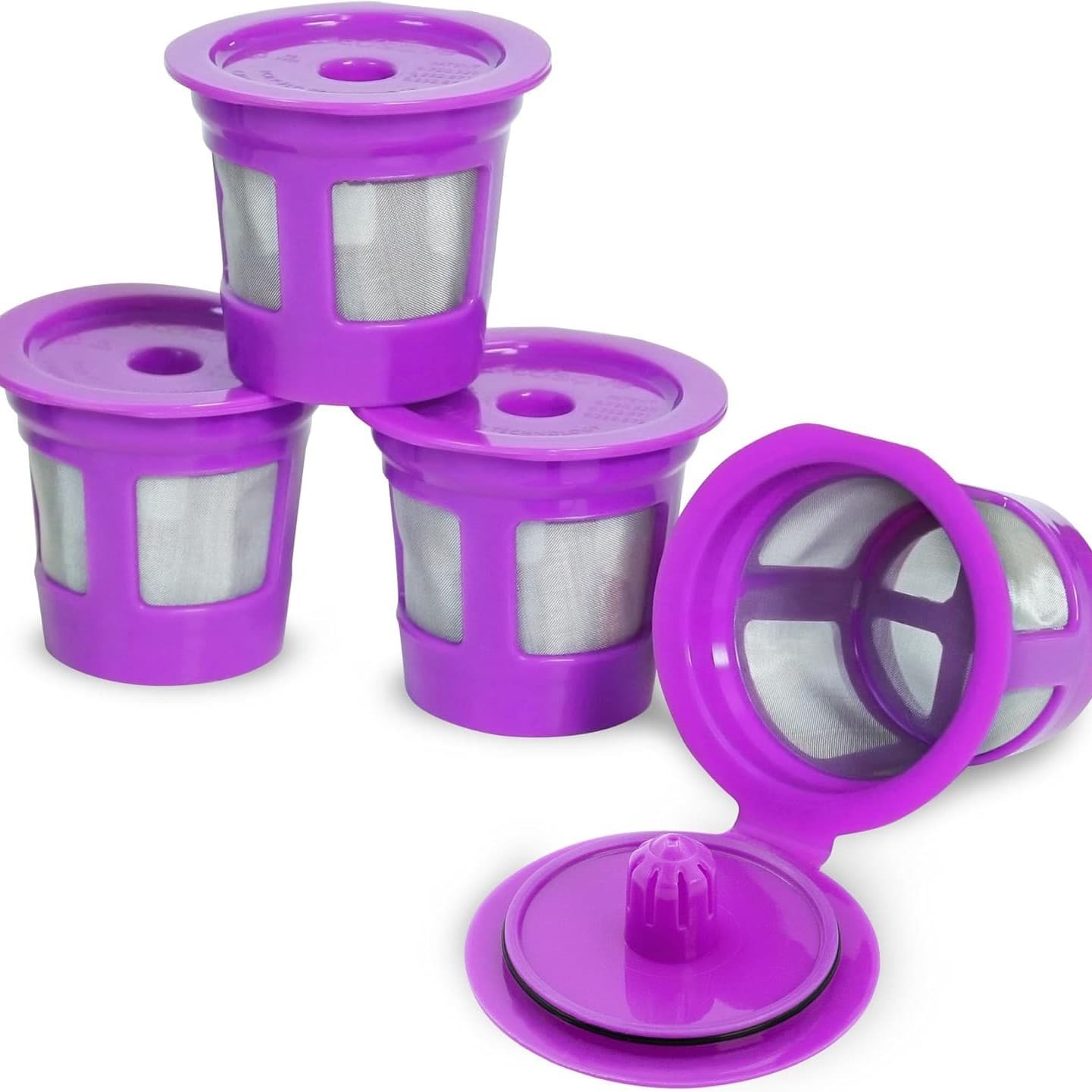 Reusable coffee filter with built-in metal filter for Keurig coffee machine 4-pack
