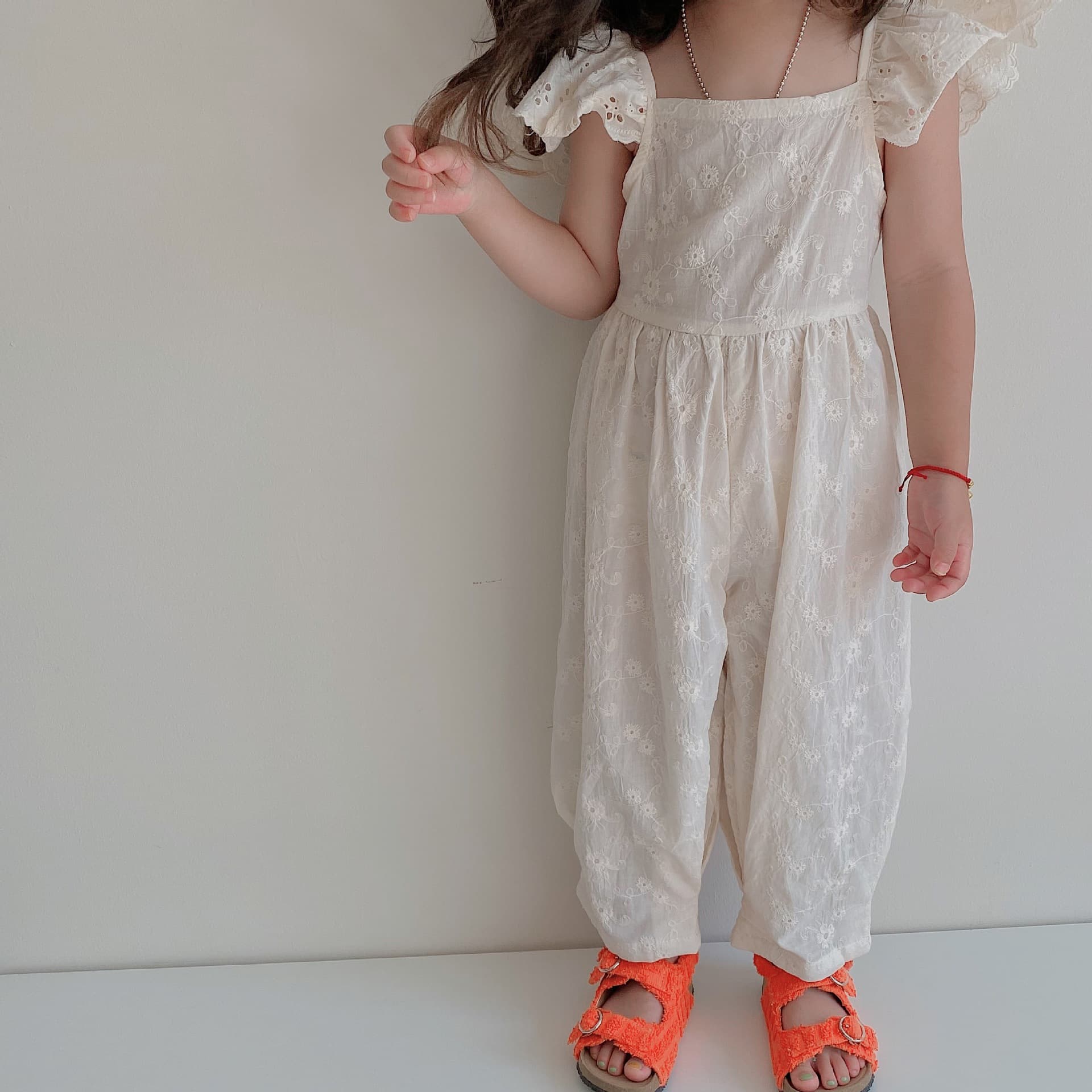 Stylish Korean-style Girls Summer Backless Butterfly Bow Tie Strap Lace Romper Mosquito-Proof Pants