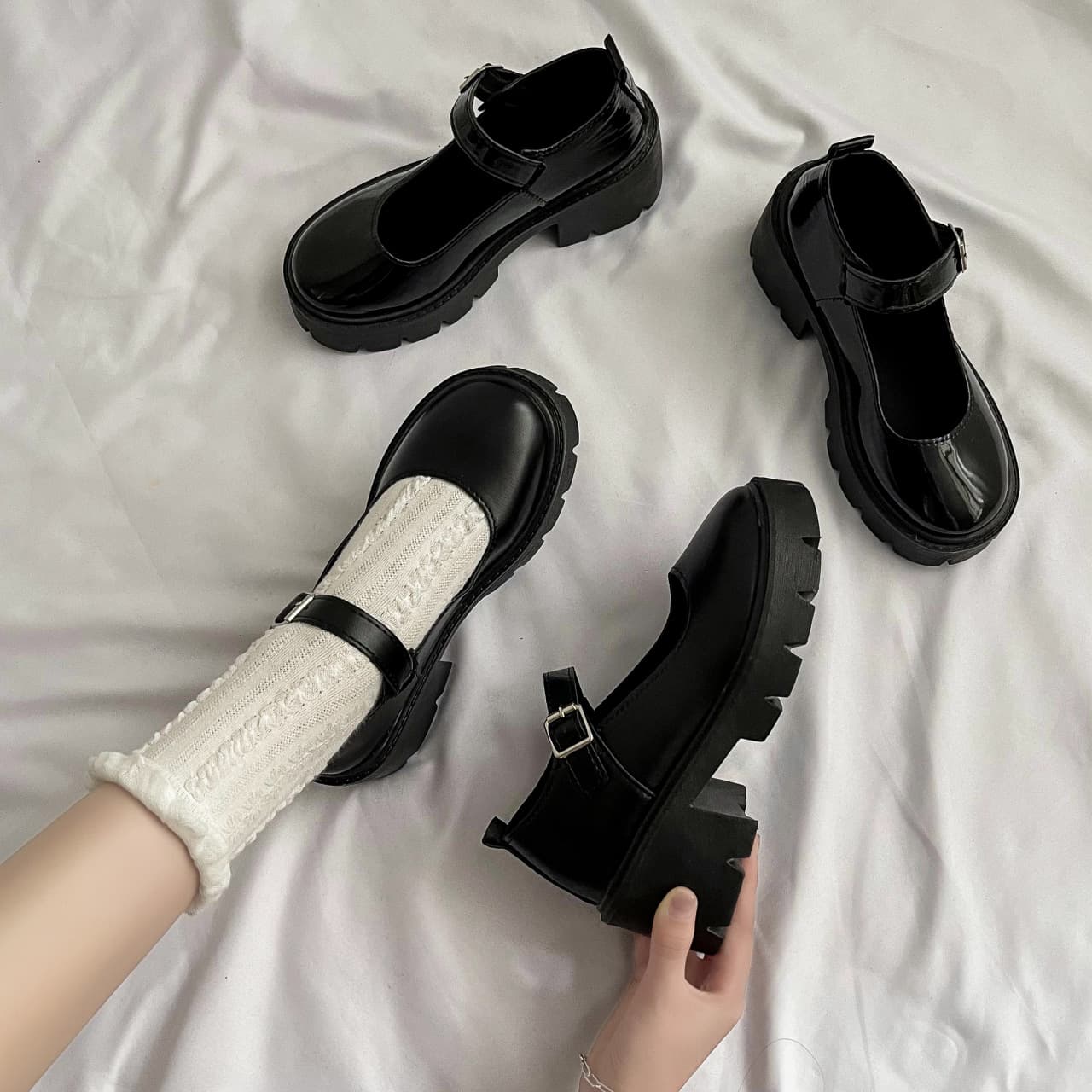 2025 Spring/Autumn New Arrival Mary Jane Shoes, High Heels, Small Size, Chunky Heel, Platform, College Style, Retro Leather Shoes for Women