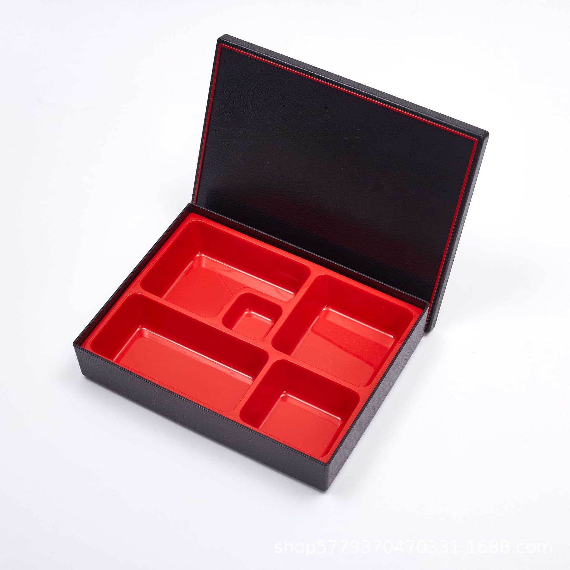 Japanese-style room-temperature six-compartment five-compartment red and black bento box meal prep container business lunch box set box sushi box