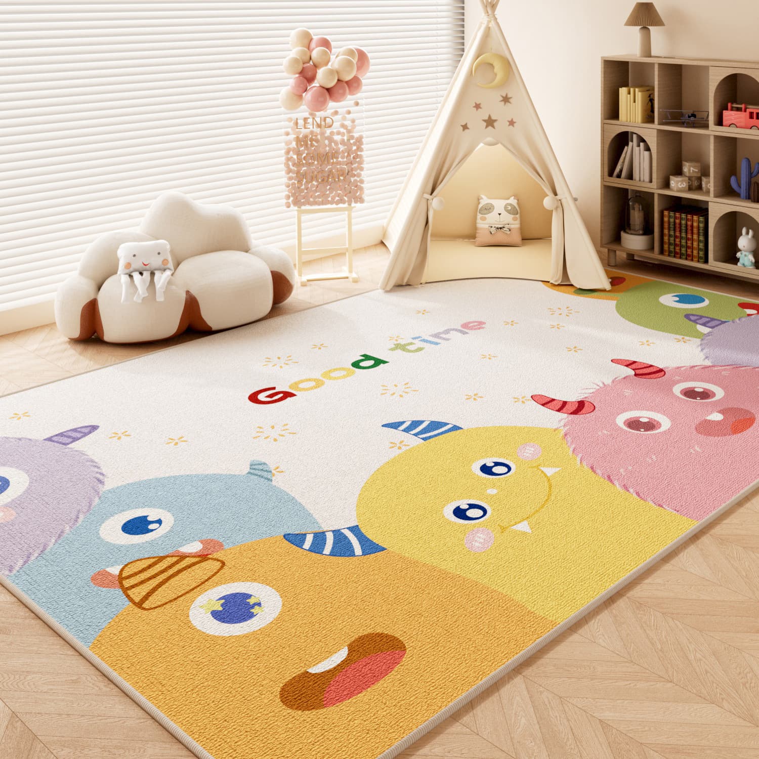 Cartoon simulation super carpet for living room and bedroom, stain-resistant and easy to care for, non-slip mat for baby to play and crawl on, home mat
