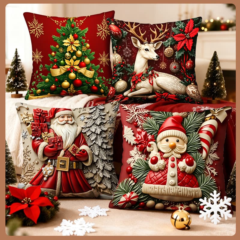 Amazon Bestselling Holiday Home Decoration Christmas Reindeer Print Living Room Ambiance Decorative Throw Pillow