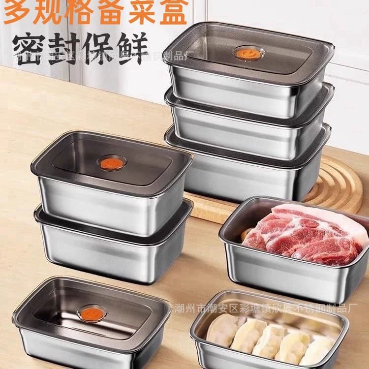 Stainless steel sealed fresh-keeping box commercial street vendor lunch box bento box takeaway container food storage box sample retention container