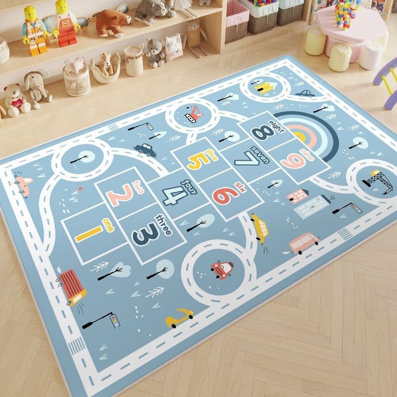 Kids Parking Lot Traffic Game Carpet Boy Car Cartoon Road Track Rug Driveway Mat Drop Shipping Available