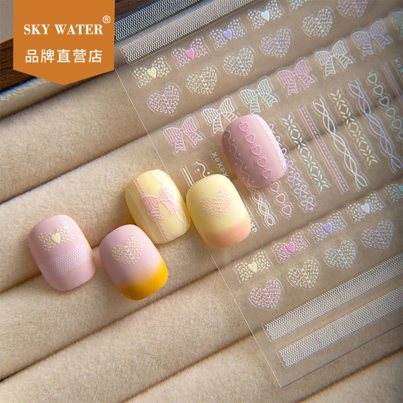 Sky Original New Bow Nail Stickers for Women Nail Art Accessories In Stock Embossed Stickers DIY Nail Stickers