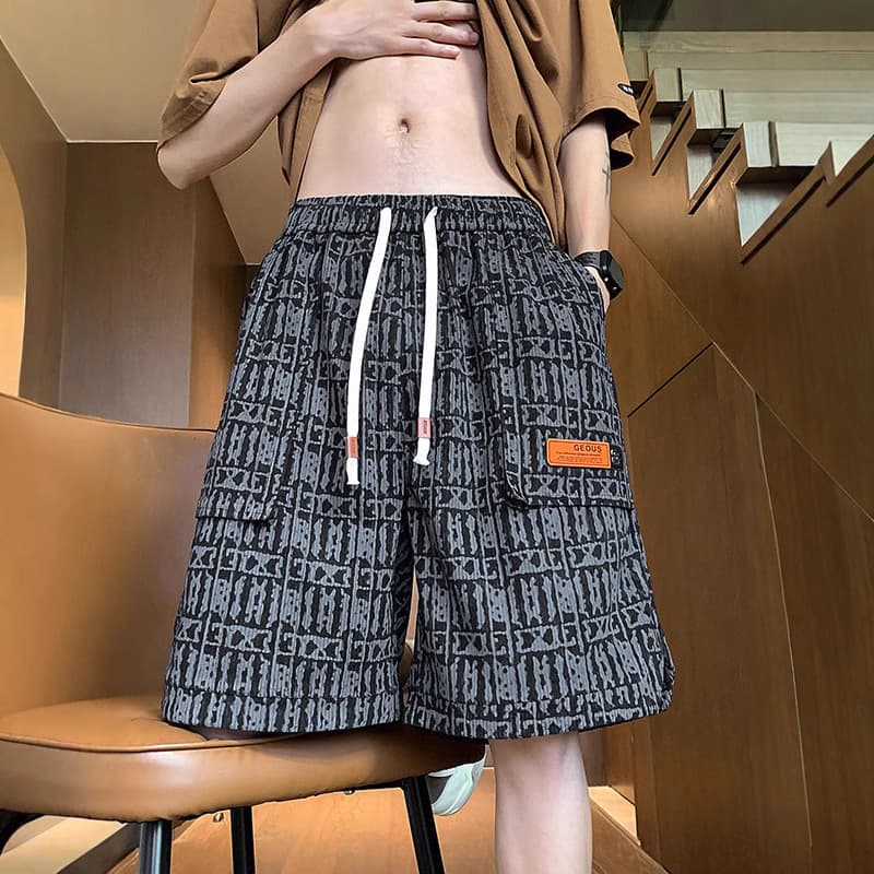 Full Print Tooling Shorts Men's Summer Outer Wear American Style High Street Sports Fitness Pants Youth Casual Running Pants