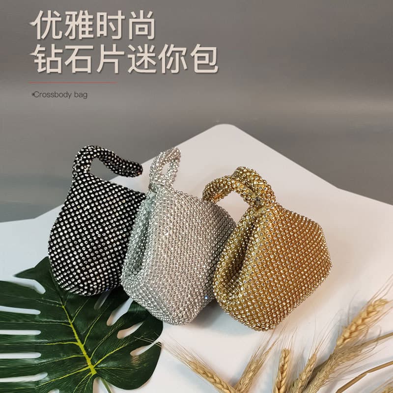 Summer Premium Unique Versatile Evening Bag Diamond Mini Handbag Heart Fairy Women's Elegant Tote with Beaded Details