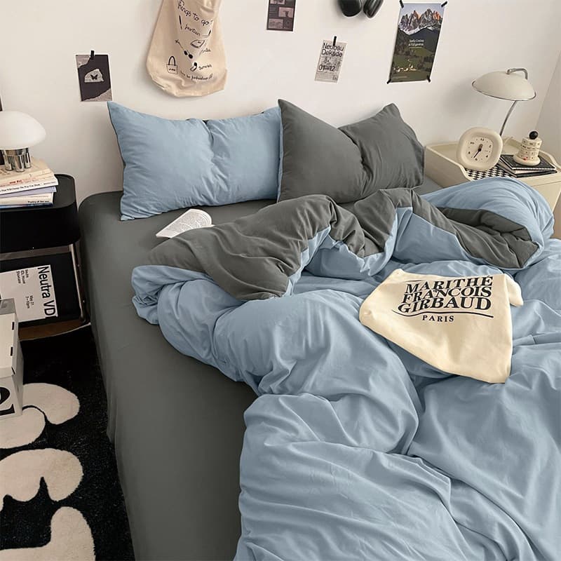 Baby-cotton-like soft and skin-friendly bed sheet and duvet cover set, 4-piece or 3-piece for students, fitted sheet 4