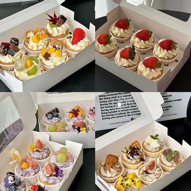Cupcake packaging box baking packaging box pastry muffin cup dessert box transparent window baking packaging box
