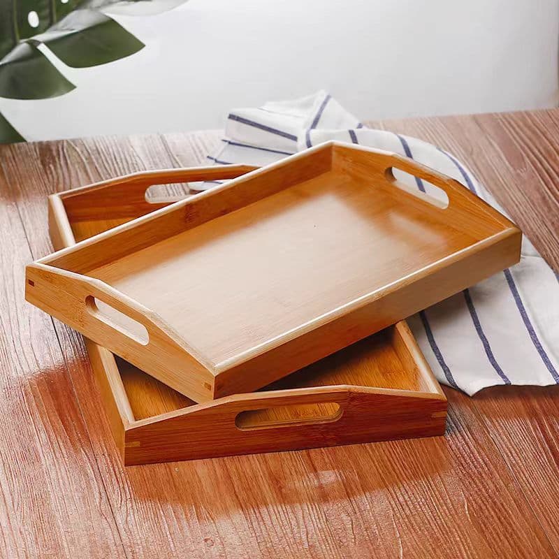 Spot bamboo wooden tray tea tray household bamboo rectangular tea cup tray Japanese wooden dinner plate bread tray