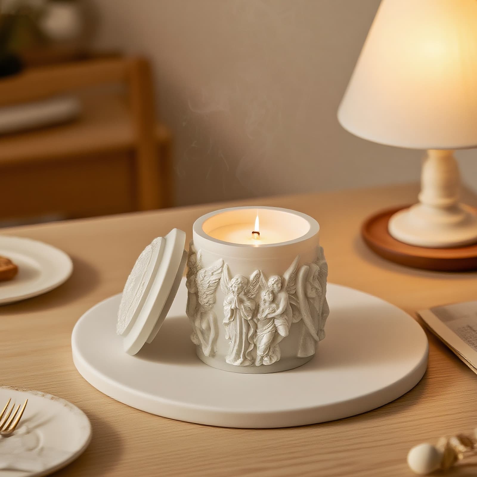 European DIY Resin Round Angel Statue Gypsum Cup Aromatherapy Resin Figure Candle Cup Silicone Mold Wholesale