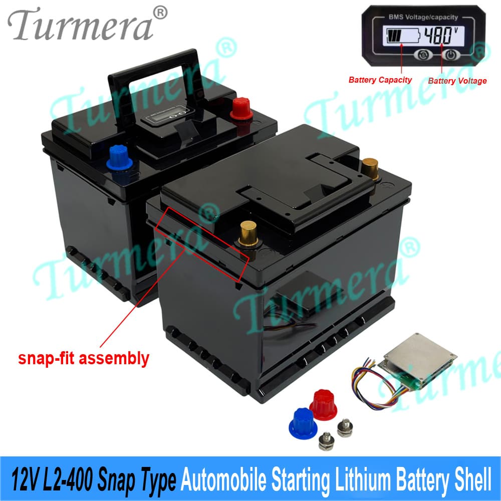 12V car starting battery shell L2-400 L type AGM60 snap-on type with electric display M8 copper terminal