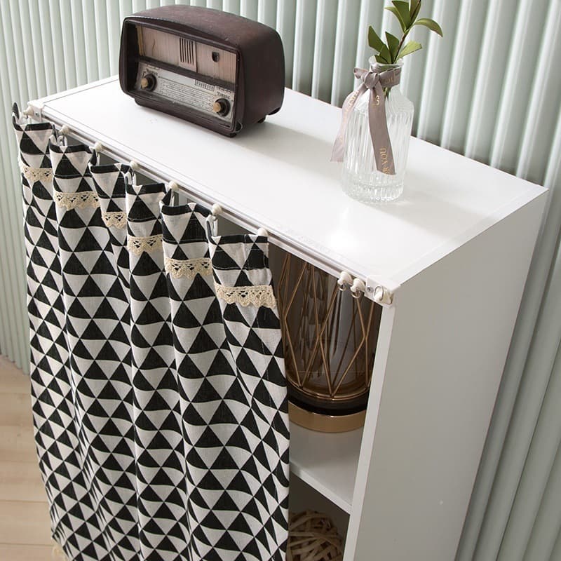 Cabinet curtain, water diverter curtain, sliding track, dressing table mirror, cloth curtain, storage shelf, cabinet clutter pull curtain