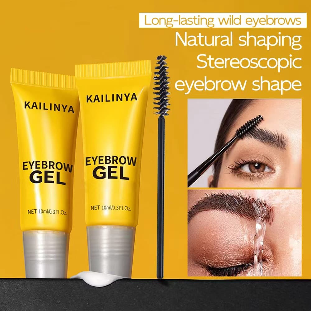 Kailinya Styling Eyebrow Gel Quickly Forms a Film to Naturally Fix Eyebrows, Wild Eyebrow Colorless Gel with Brush, Cross-Border