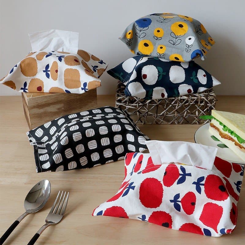 Drop Shipping Fabric Tissue Box Japanese Print Living Room Napkin Cover Drawer Tissue Bag Car Tissue Bag