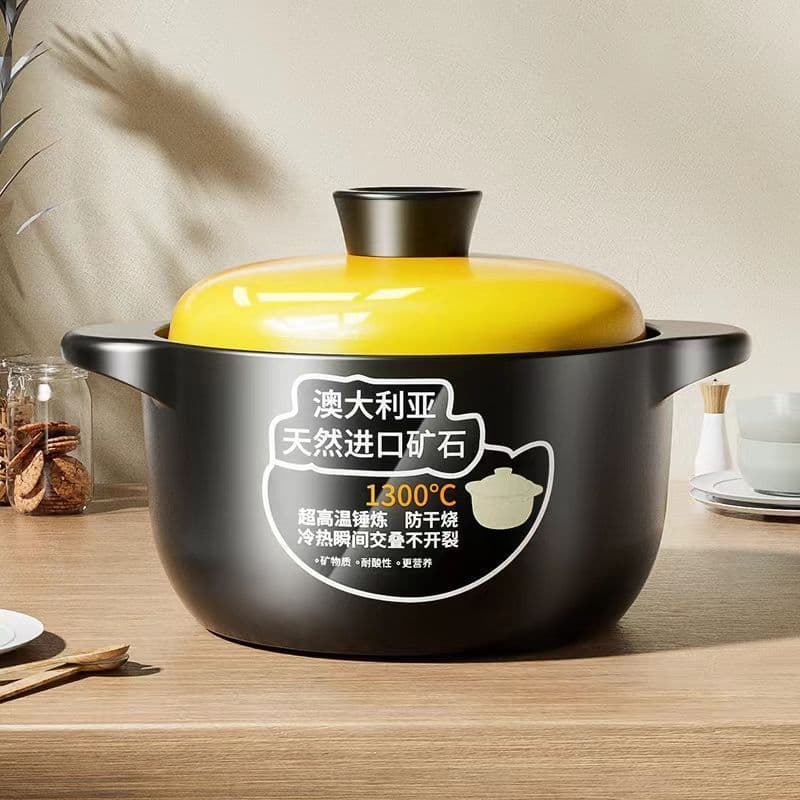 Casserole stew pot home gas high-temperature resistant ceramic soup pot, dry-burning crack-proof gas stove special soup clay pot sand pot