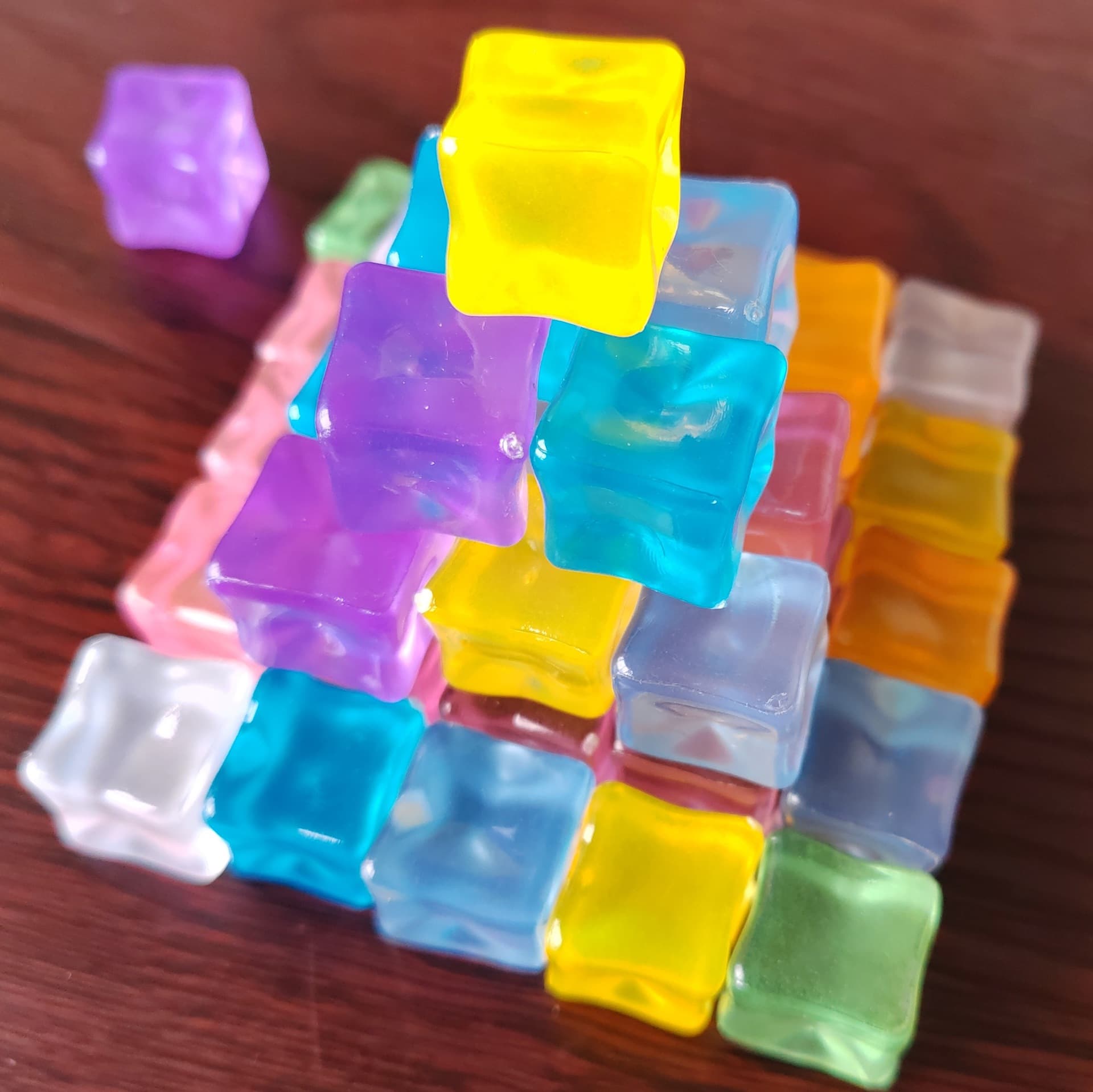 1.8cm Simulated Ice Cube Crystal Colorful Glow Square Photography Prop DIY Craft Decorative Night Light Stone