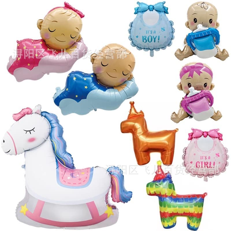 New Baby 1st Birthday Aluminum Foil Balloon Cloud Boy Girl Milk Bottle Kids Party Decoration Wood