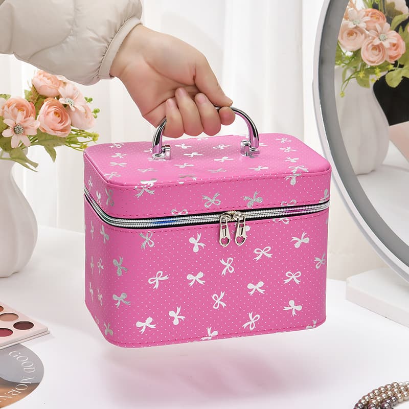 Large Capacity Makeup Bag with Mirror, Waterproof, Handheld, Multi-functional Storage, Durable, Minimum Order Quantity 1