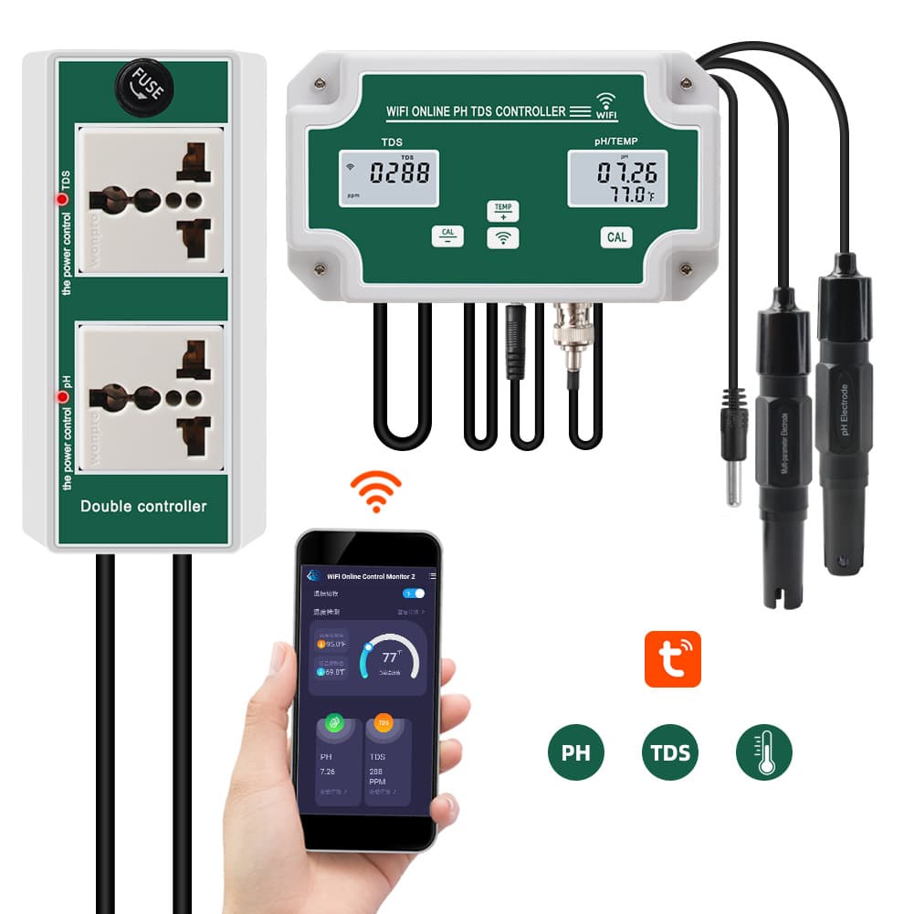 Tuya WiFi Water Quality Detector, PH Meter, TDS Hardness/Temperature, Aquarium Drinking Water Quality Online Monitoring Device