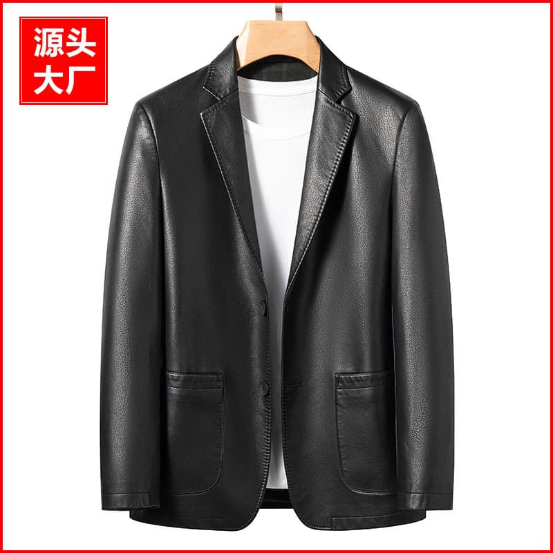 |Men's Spring/Autumn Casual Eco-Leather Blazer High-End Leather Suit Jacket New Arrival Wholesale 2330