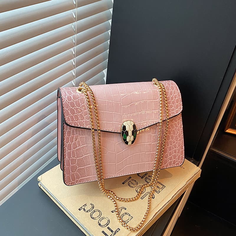New Women's Gradient Crocodile Texture Small Square Bag Premium Quality Chain Shoulder Crossbody Flap Bag