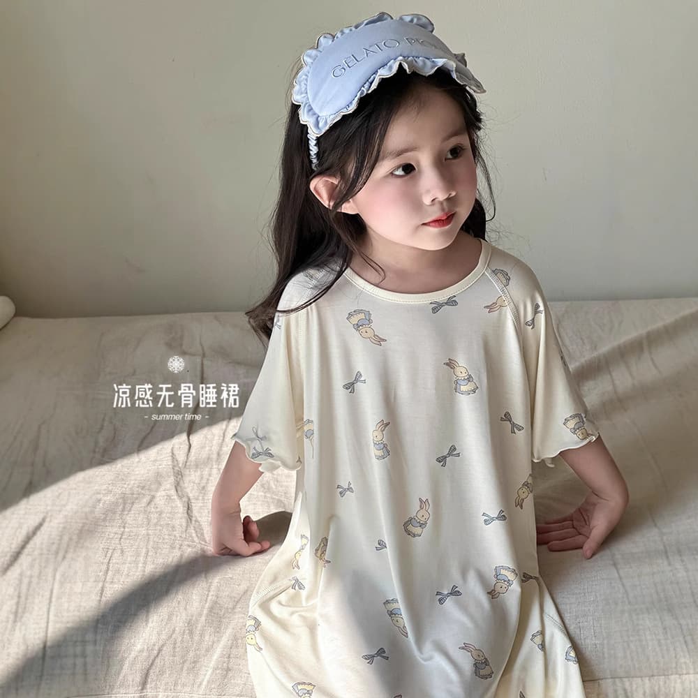 Girls' Nightdress Modal Ultra-Thin Summer Children's Pajamas, Girls' Baby 2026 New Mid-to-Large Kids Loungewear