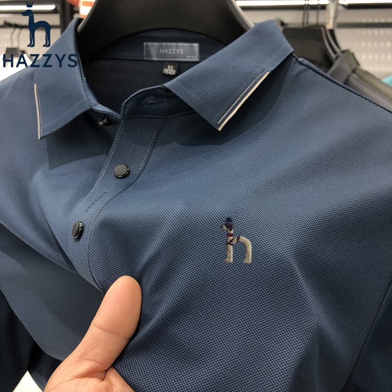 Hazzyx Summer Men's Seamless Short Sleeve T-Shirt Business Casual Turn-Down Collar Polo Shirt for Middle-Aged and Young Adults