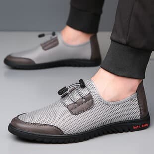 Men's Summer Breathable Mesh Shoes Lightweight Lace-up Driving Casual Shoes for Export