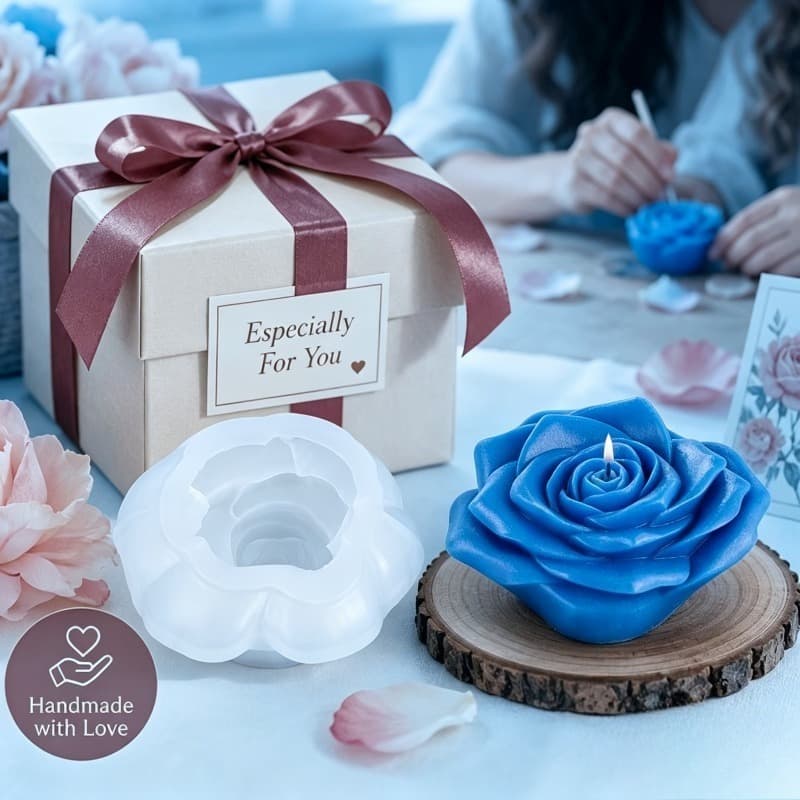 Resin silicone mold Three-dimensional large rose scented candle plaster DIY hand-poured ornament mold