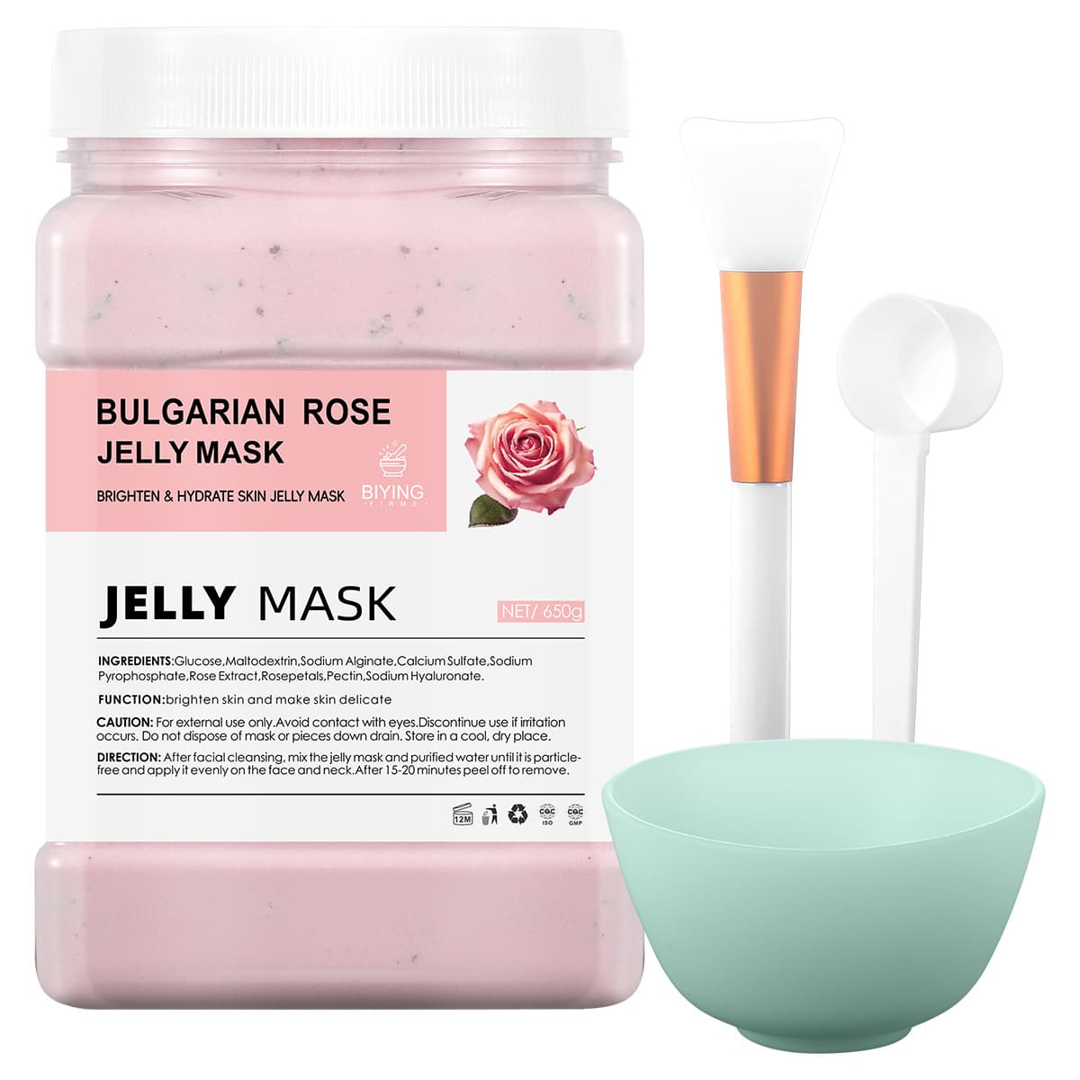Rose Gel Mask Powder DIY Mask with Brush and Bowl