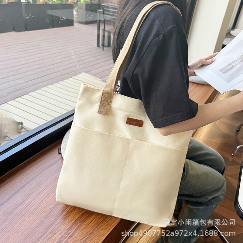New Large Capacity Canvas Bag for Female College Students, School Backpack, Korean Style Versatile Minimalist Ins Japanese Crossbody Shoulder Bag