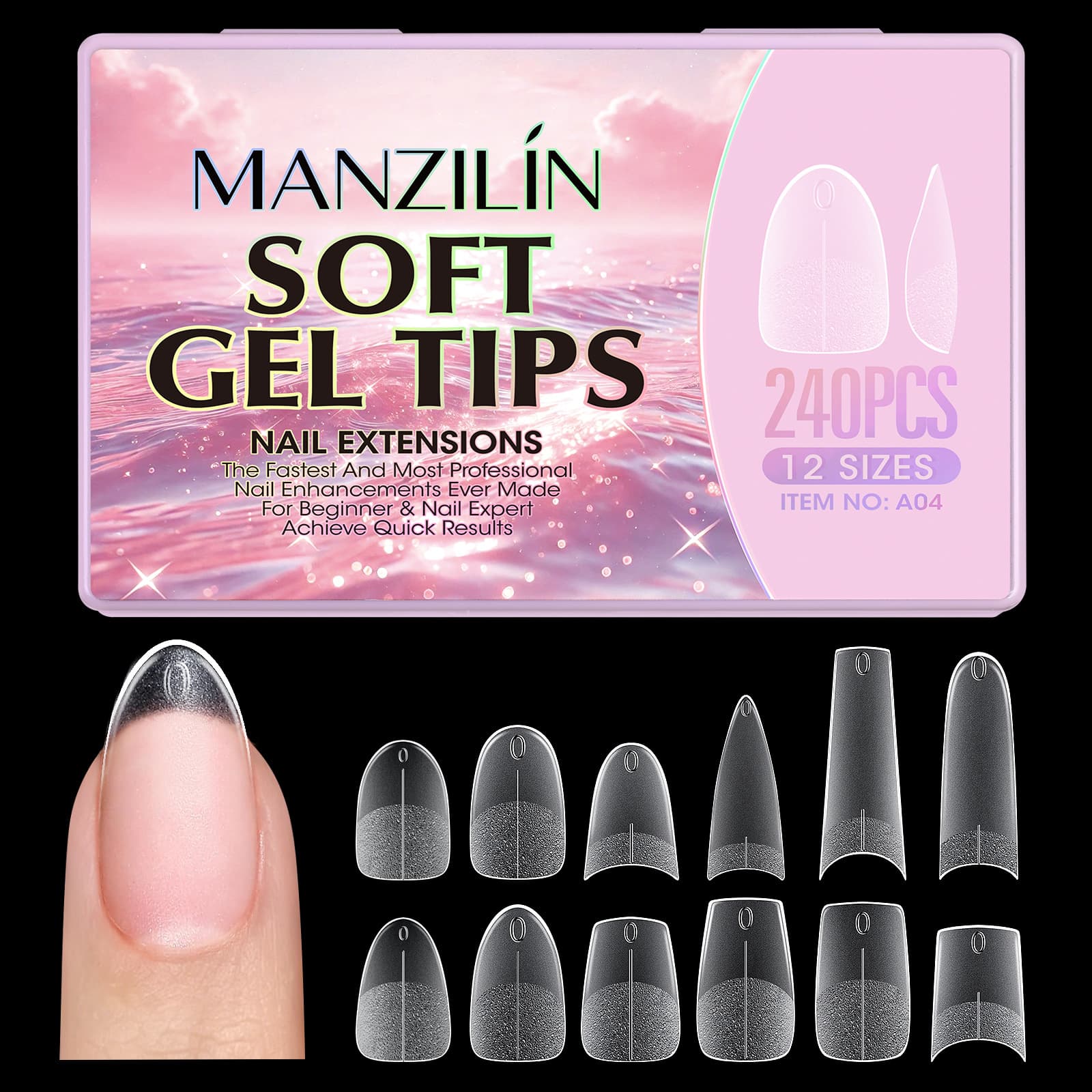 Full/Half Matte Slim Straight Nail Tips with Guide Lines, Half-Cover Nail Tips, No-Filing Needed, Ultra-Thin and Invisible