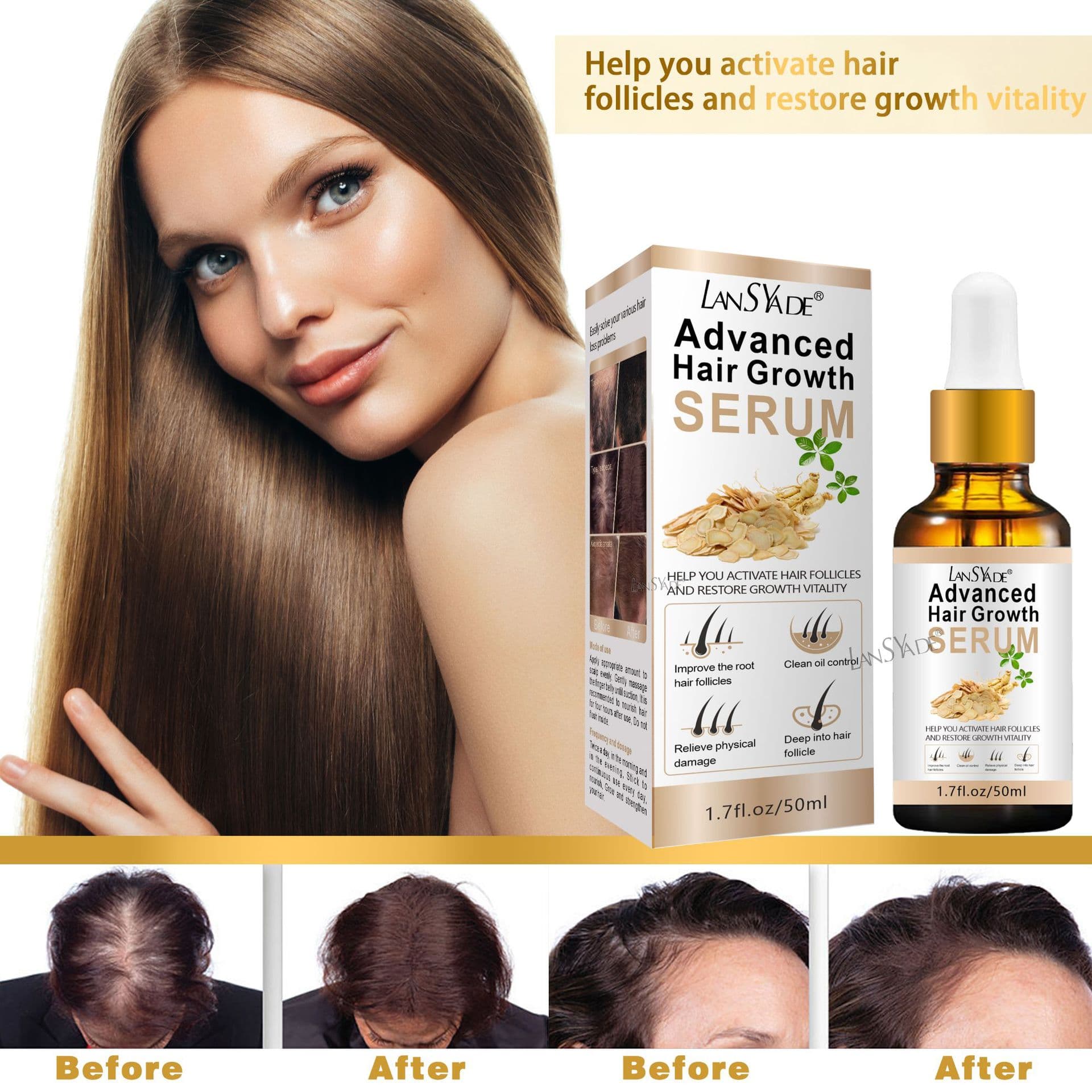 Cross-border Ginseng Extract Hair Growth Serum, Hair Repair and Nourishment, Hair Growth Liquid, Hair Care Essential Oil