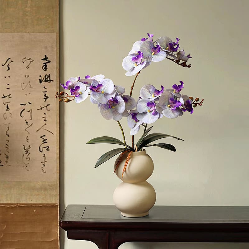Small fresh 3D printed 7-head film Phalaenopsis artificial flowers Light luxury home living room dining table flower arrangement artificial flowers