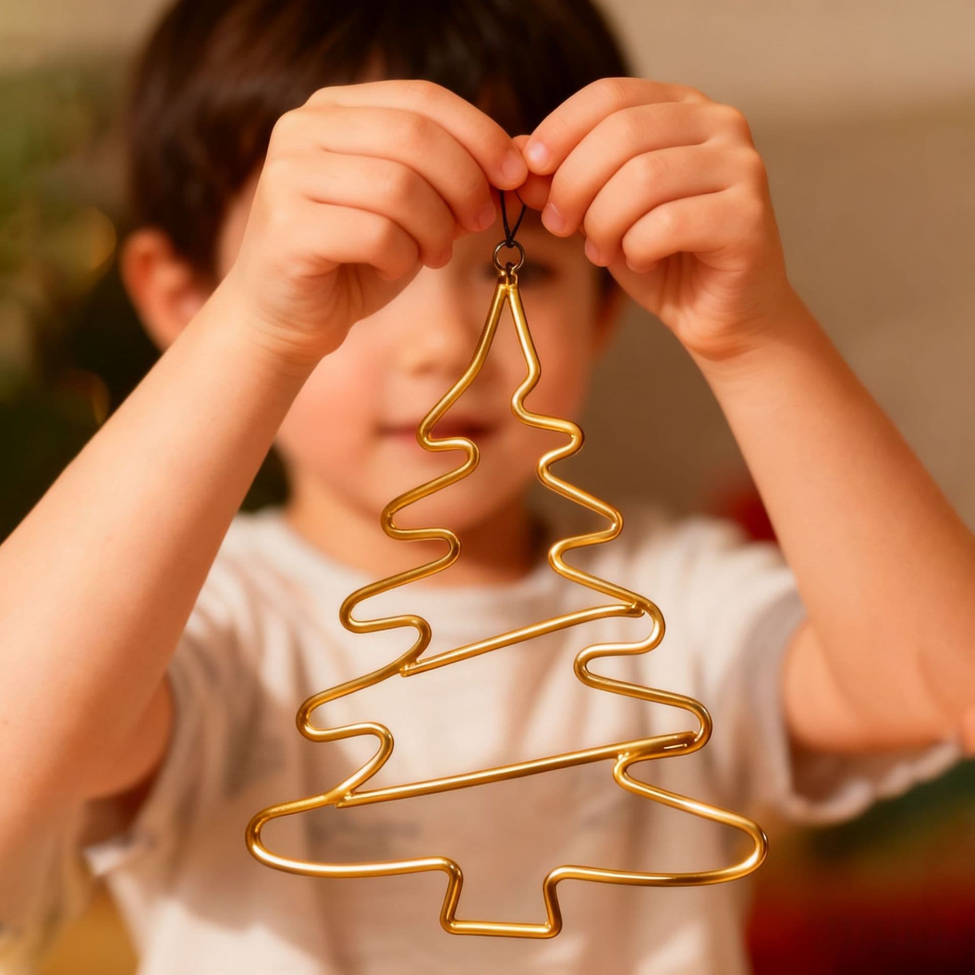 All Gold All Black Line Christmas Tree Iron Wall Art / Hanging Decoration European Light Luxury Christmas Style Wall Decor