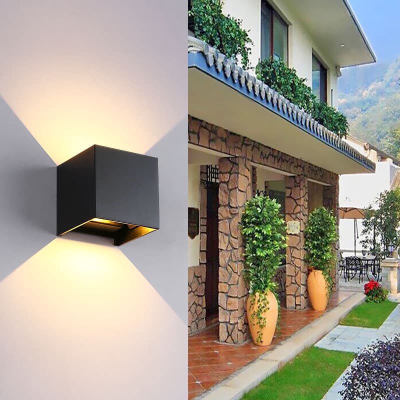 LED Outdoor Wall Light Dual-Head Dimmable Square Two-Way Waterproof Exterior Wall Lamp Balcony Hotel Courtyard Outdoor Lighting