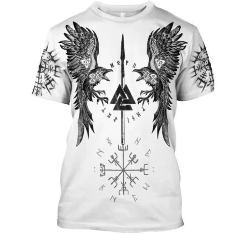 Viking Warrior God Odin Fenrir Raven Retro T-Shirt 3D Printed Harajuku Casual Short Sleeve Summer