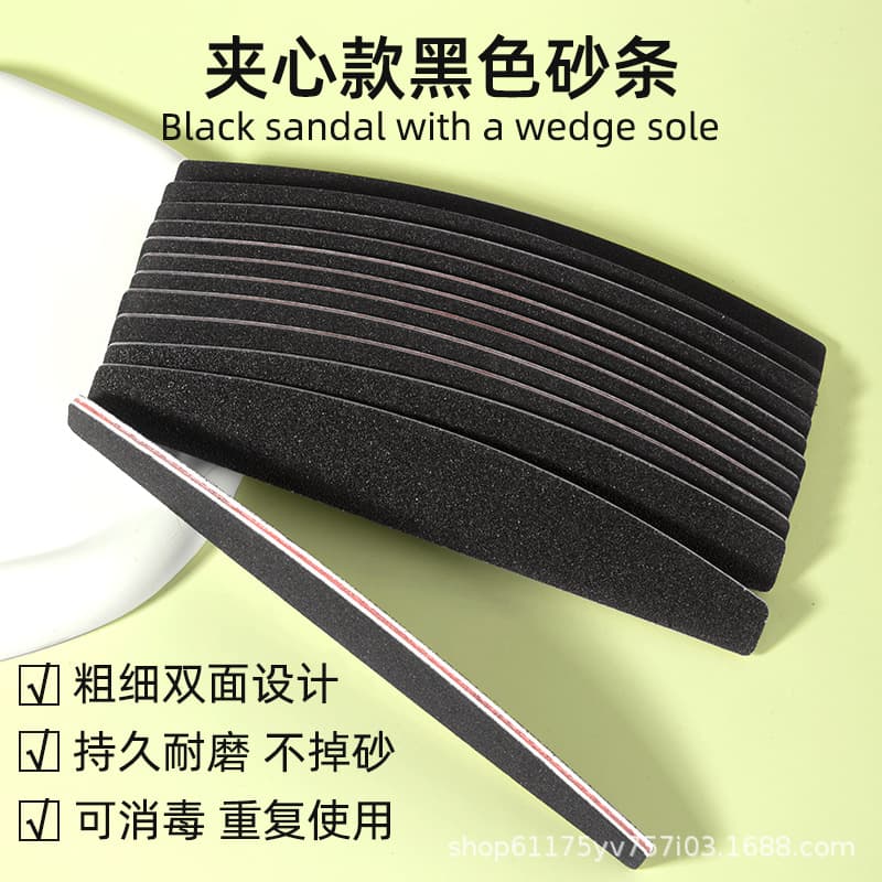 Red Heart Black Sand EVA Nail File, Manicure Tool File, Wholesale Black Diamond Shape Board File, Wear-Resistant Sanding Block