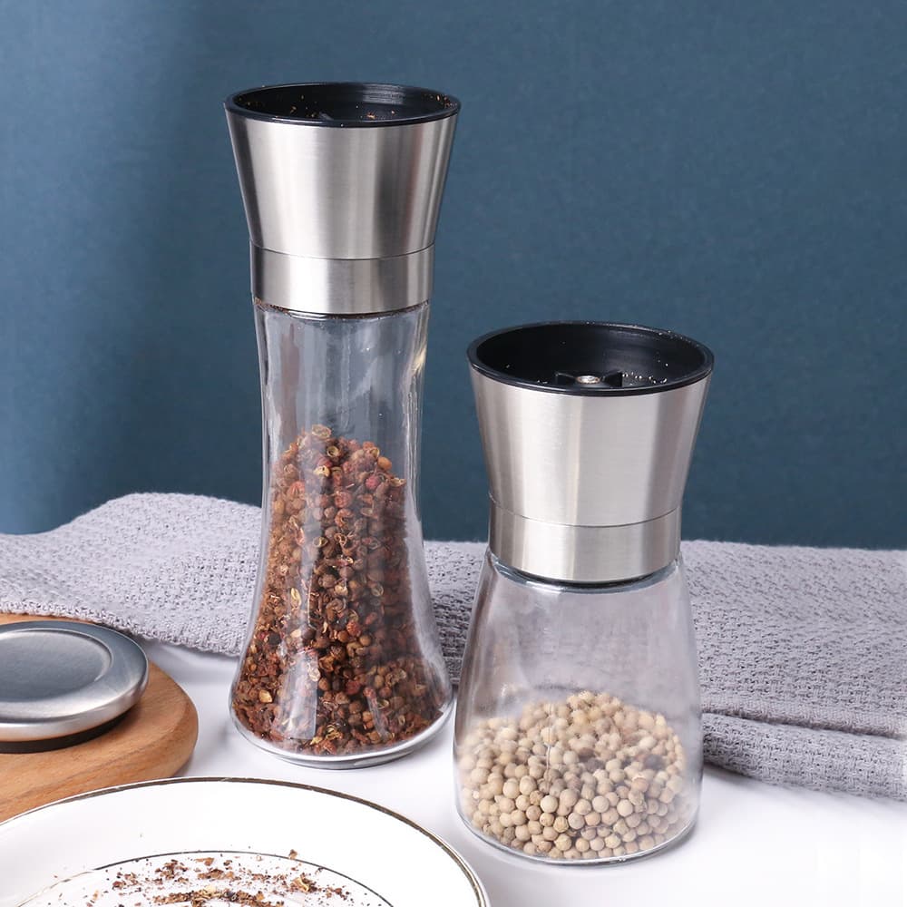 304 Stainless Steel Black Pepper Grinder Household Manual Sesame Grinding Bottle Fresh Ground Pepper Cumin Sea Salt