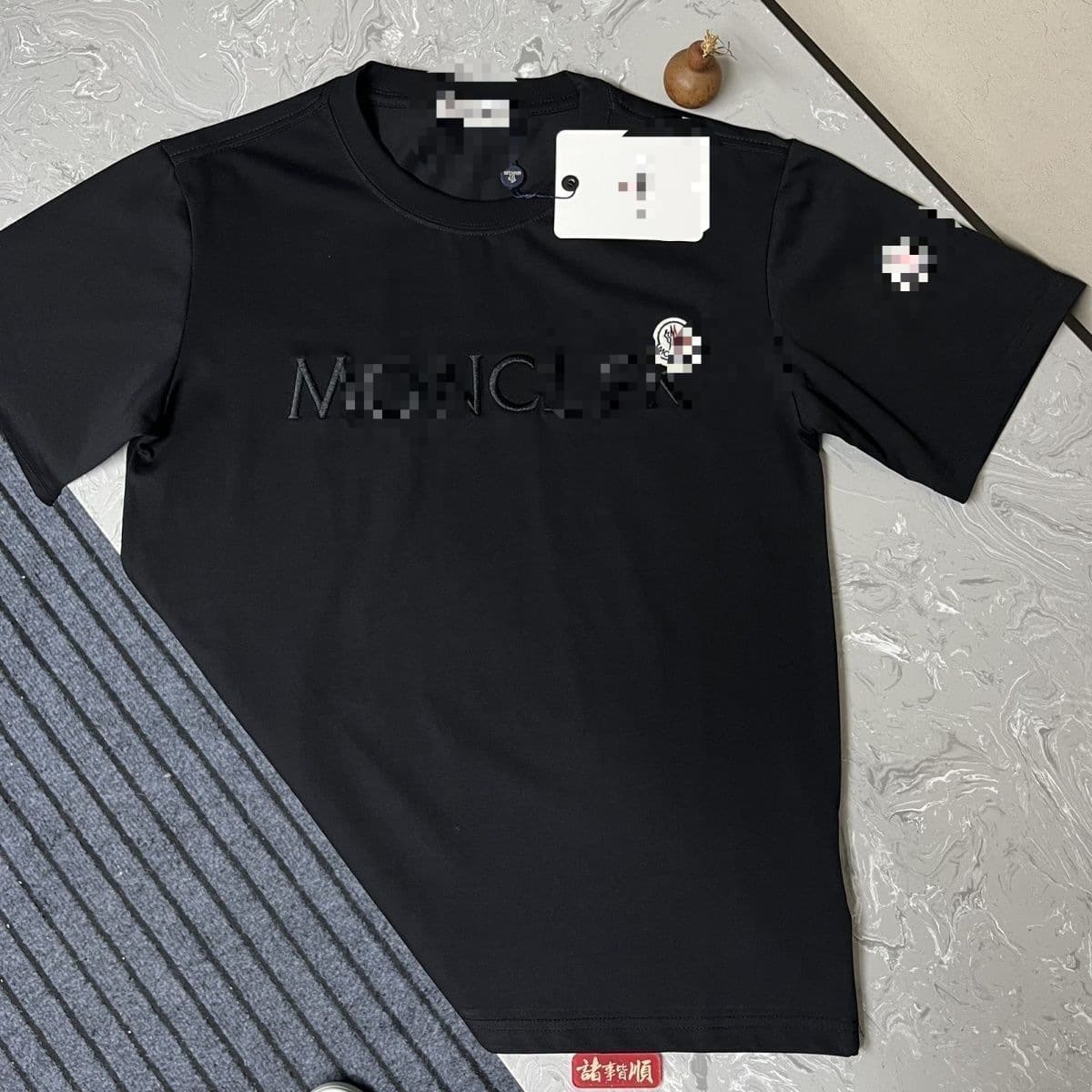 Premium MONC Badge Embroidered Summer New Men's Long Sleeve T-Shirt Casual Versatile Short Sleeve Light Luxury Business Wholesale