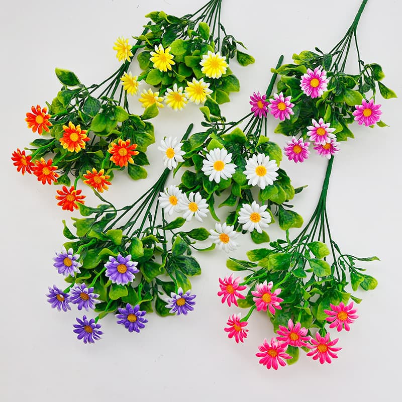Amazon Cross-Border Artificial Daisy Bouquet Plastic Flowers Outdoor Balcony Living Room Table Decoration