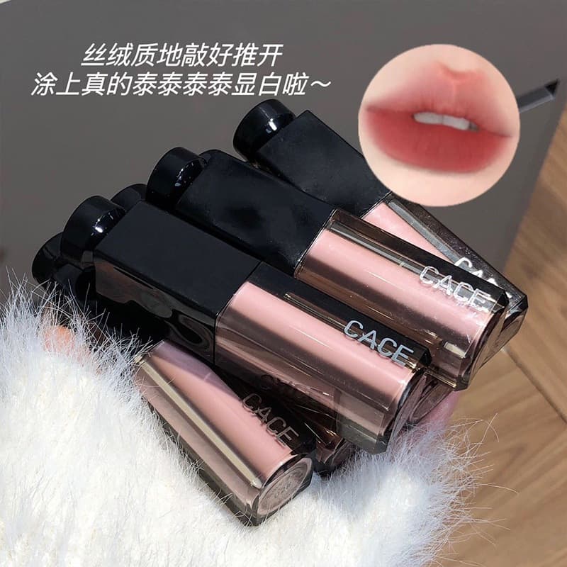 CACE Encounter Mist Matte Lip Mud 6 Colors Matte Velvet Jelly Lip Glaze Espresso Lipstick Velvet Student Whitening