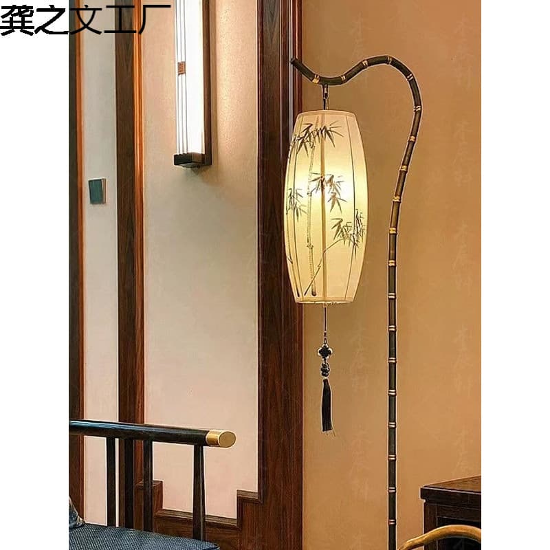 New Chinese style floor lamp, simple living room lamp, retro study bedroom lamp, Zen B&B hotel decorative bamboo lamp